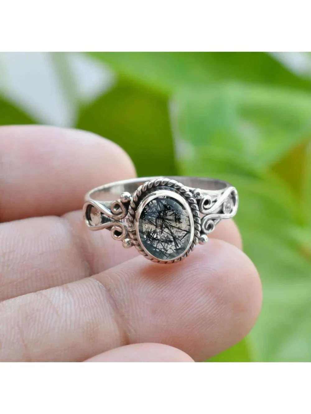 Handmade 925 Sterling Silver Rings with Oval Natural Gemstones - Unique Jewelry